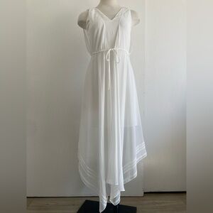 All Saints White Textured V-Neck Dress